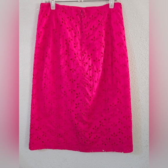 J. Crew Vibrant Pink Eyelet Pencil Skirt - Picture 5 of 9
